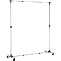 Amazon Basics drēbju sliede ar riteņiem Chrome 89-144 cm x 44 cm x 99,5-162 cm