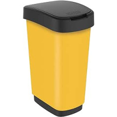 Rotho Twist Bin 50 L ar vāku, plastmasa (PP), nesatur BPA, dzeltena, 50 l (40,1 x 29,8 x 60,2 cm)