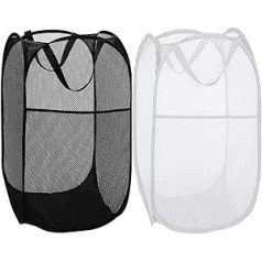 Diggoour 75L Deluxe Laundry Basket with Side Pocket for Laundry Room, Bathroom, Nursery, College Dorm or Travel (Black+White, 36 x 36 x 60 cm)