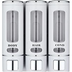 3 in 1 Shower Soap Dispenser, Shampoo and Conditioner Dispenser, Modern Bathroom Shower Bottle Set for Shampoo, Conditioner, Body Wash (White)