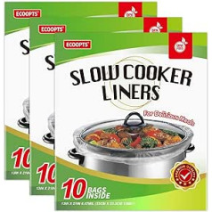 ECOOPTS Slow Cooker Liners 30 Pack Large Cooking Bags Fits 3-8.5 Quarts (Pack of 3)