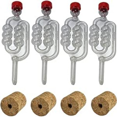 Almost Off Grid 4 x Bubbler Airlocks and 4 x Drilled Cork Stoppers for Glass Demijohns, Home Brewing, Wine Making, Memaking, Beer Making, Cider Making, Fermentation