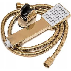 AquaParts Shower Head Hand Shower with Hose and Shower Holder | Golden | Rain Shower | Shower Head | High Pressure Spray | Shower Head | Shower Head | for Bathing, Shower Head and Spa ZP-14