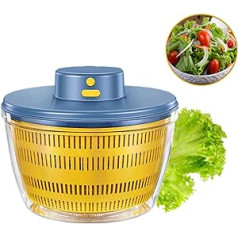 Automatic Salad Spinner, USB Wireless 4000 ml Salad Spinner Dehydrator for Fruit Vegetables, Salad Bowl for Serving, Quick Drainage Kitchen Aid in Trendy Colour, Long Ready, Blue