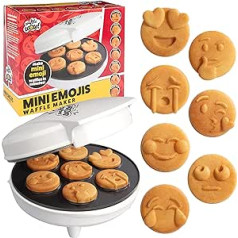 Mini Emojis Smiley Faces vafeļu gatavotājs — izveidojiet 7 foršas unikālas vafeles vai pankūkas ar elektrisko nepiedegošo vafeļu gludekli