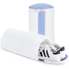 Teletrogy veļas tīkla apavi ar 360° tīrīšanas pūkām, 2 apavu mazgāšanas maisiņi ar rāvējslēdzēju, liela ietilpība, atkārtoti lietojams veļas maisiņš, veļas maisiņš, veļas tīkls trenažieriem, balts