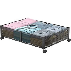 Innotic Underbed Storage Box with Wheels, Large Underbed Storage Bag, Metal Underbed Storage Box Organiser (Pack of 1)
