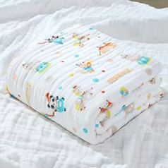 Muslin Baby Blanket, 6-Layer Cuddly Blanket, Baby Cotton Muslin Blanket, Children's Swaddle Blanket, Soft Bath Towel, Children's Blanket for Newborns, Girls, Boys, 110 x 110 cm (Panda)