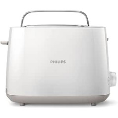 Philips Toaster - 2 Toast Slots, 8 Levels, Bread Attachment, Defrost Function, Lift Function, Automatic Shut-Off, White (HD2581/00)