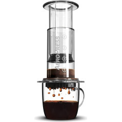 Aeropress Clear Coffee Press - 3 in 1 Brewing Method Combined French Press, Pourover, Espresso - Full-bodied Coffee without Grain or Bitterness - Small Portable Coffee Machine for Camping & Travel