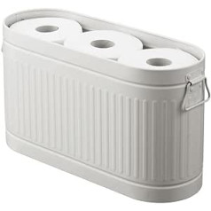 mDesign rezerves ruļļu turētājs 6 tualetes papīra ruļļiem - ietilpīgs retro dizaina metāla tualetes papīra turētājs - stilīgs tualetes papīra glabāšanas līdzeklis vannas istabai vai viesu tualetei - pelēks