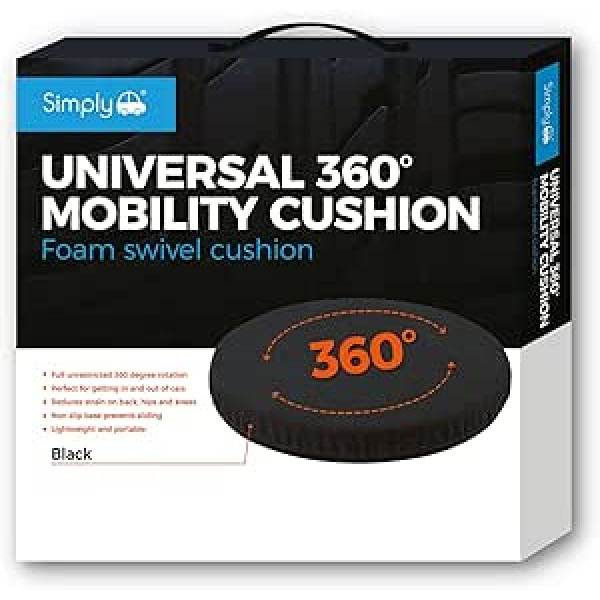 Simply SSC001 Universeller, um 360 Grad drehbarer Autostuhl aus Schaumstoff, schwarz