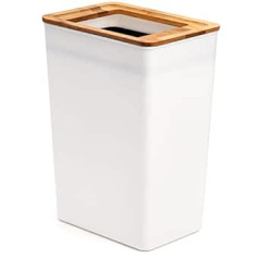 Dicunoy Plastic Slim Rubbish Bin, 9 Litre White Rectangle Rubbish Bin, Lidless Rubbish Bin, Small Waste Bin for Bathroom, Living Room, Home, Kitchen, Office, Waste, Recycled