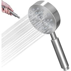 Shower Head Water-Saving Shower Head Brushed Stainless Steel Hand Shower High Pressure Shower Head Economy Shower Head with Strong Nozzle, Shower Head Rain Shower Head for Bathing, Spa, Cleaning Tub