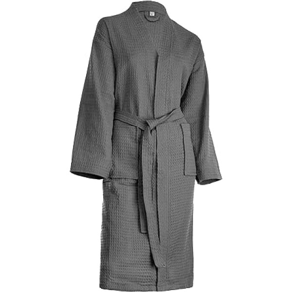 Brandsseller Unisex Bathrobe, Cotton, Lightweight, Dressing Gown, Waffle Pique