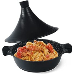 Scheffler Tagine Pot - Moroccan Tagine 32 cm Non-Stick Coating Aluminium with Cone-Shaped (32 cm Black)