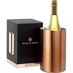 Villa & Marx nerūsējošā tērauda vīna dzesētājs - pudeļu dzesētājs vīnam, šampanietim un baltvīnam - divsienu metāla šampanieša dzesētājs - šampanieša pudeļu dzesētājs ar augstākās kvalitātes dāvanu kastīti (vara vīna pudele