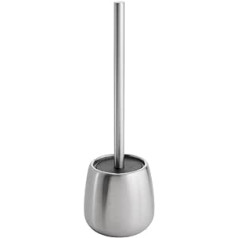 mDesign Toilet Brush with Toilet Brush Holder - High Quality Brushed Stainless Steel Toilet Brush Set - Toilet Brush and Holder - Silver