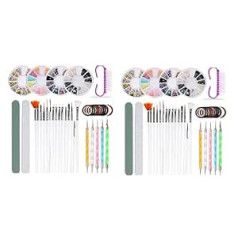 Ziutpdax 74Pcs/Set Nail Art Decor Tool Nail Art Manicure Buffer Strip Art Makeup Brush Nail Art Jewelry Set