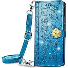 Vqwq mobilā telefona maciņš priekš LG Velvet 5G — regulējama siksniņa Sparkly Animal Leather Case Iebūvēts slots, aizsargājošs Flip Case Statīvs Magnētiskais vāciņš LG Velvet 5G [MG] Blue