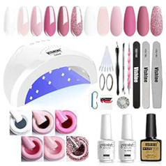 Vishine SUNOne 48 W LED UV Lamp Complete Set Nail Polish Semi-Permanent Nail Dryer 6 Colours Gel Top Base Coat Complete Set Manicure Tool Accessories Nail Art Set C001