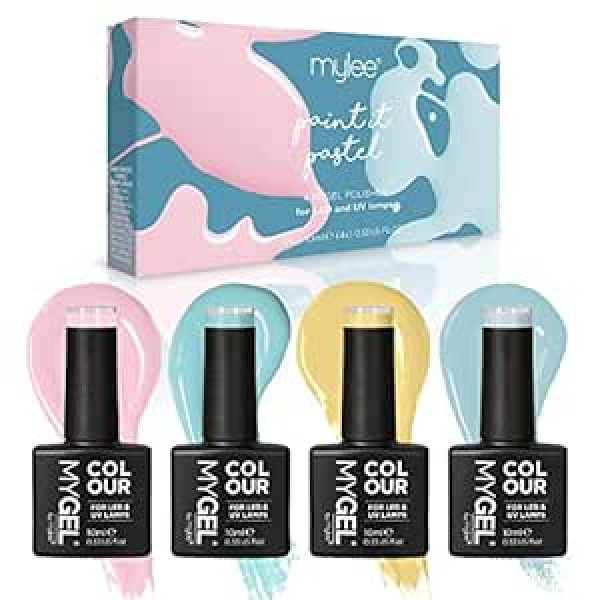 Mylee MyGel by MYLEE Spring Pastels Gel Nail Polish Set 4 x 10 ml UV/LED Nail Art Manicure Pedicure for Professional Use in the Living Room and Home - Durable and Easy to Use