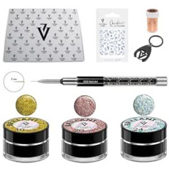 ‎Generic Victoria Vynn Nail Design Set: Key Ring, Transfer Foil, Rose Gold, Silicone Pad, Nail Stickers, Nail Art Brush, Glitter Gel Brilliant