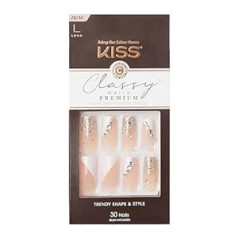 Kiss Classy Nails Premium krāšņs garais zārks Premium mākslīgo nagu komplektā ietilpst nagu līme, mini vīle, manikīra nūjas un 30 mākslīgie nagi