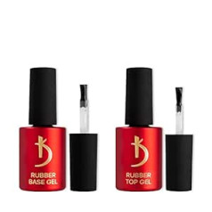 K odi Professional Base Coat Top Coat UV Gel - Rubber Base and Top Coat UV LED - Base Coat and Top Coat Nail Polish Manicure Kit 2 x 15 ml