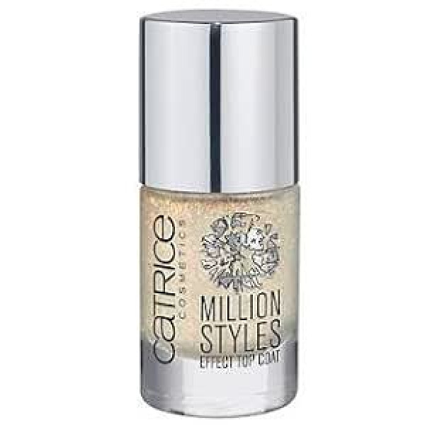 Catrice Cosmetics Million Styles Effect Top Coat No. C04 Shake It! Flake It! Colour: Transparent Glitter Contents: 10 ml Top Coat for Unlimited Styling Possibilities. Nail Polish Top Coat