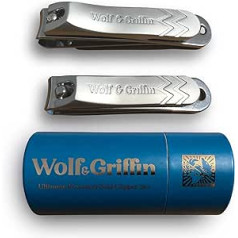 Wolf & Griffin Ultimate Precision 2-piece nagu griešanas komplekts | Nerūsējošais tērauds | Profesionāls nagu griešanas komplekts roku un kāju nagiem | vīriešiem un sievietēm