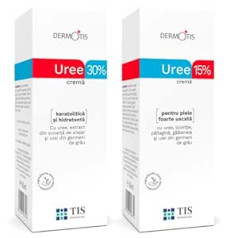 Tis Farmaceutic TIS Set Cream Urea 30% + Urea 15% - Экзема, кератоз, псориаз, кожная сыпь, сухая, потрескавшаяся кожа - Улучшает внешний вид ран и шрамов | Молочная 