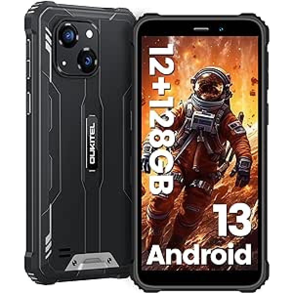 OUKITEL WP32 āra mobilais tālrunis bez līguma, 8GB + 128GB viedtālrunis, IP68 ūdensizturīgs, 6300 mAh 6 collu HD+ displejs, Android 13 lēts viedtālrunis 4G, astoņkodolu procesors, 20MP panorāmas kamera,