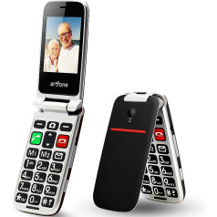 artfone CF241 Senior Mobile Phone Folding Mobile Phone without Contract with SOS Emergency Call Button, Dual SIM Pensioner Mobile Phone Large Buttons Mobile Phone for Elderly People, Large Button Mobile Phone with 2.4 Inch Large Colour Display