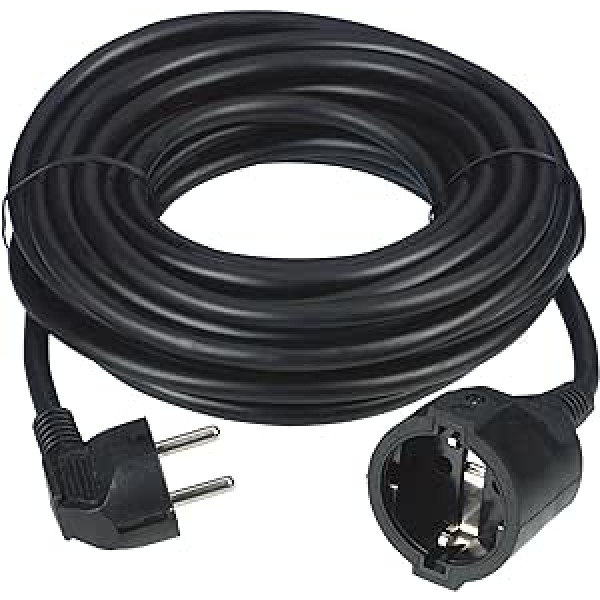 REV 0016100514 Verlängerung, Verlängerungskabel mit Winkelstecker 10m, 3680W, schwarz