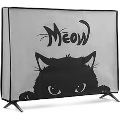 kwmobile 43 Inch TV Case - TV Screen Protector Cover - TV Screen Dust Cover - Cat Meow Grey Black
