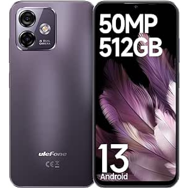 Ulefone Note 16 Pro 512GB mobilais tālrunis bez līguma Android 13, 50MP kamera 16GB RAM Octa Core viedtālrunis, 4400 mAh 6,52 collu 4G Dual SIM SIMlock-bezmaksas mobilais tālrunis pirkstu nospiedumu sejas ID GPS 2 gadi