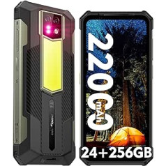 Ulefone Armor 24 Outdoor viedtālrunis 24+256GB/SD-2TB, 22000mAh Akumulators 1000LM Camping Light Android 13 Outdoor Mobile Phone Octa-Core, 6.78 FHD+ 120Hz Displejs, 64MP + 64MP kamera/kamera IP68 NGPS4GOT