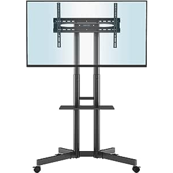 BONTEC TV statīvs ar riteņiem Televizora ratiņi Televizora statīva augstums Regulējams 32-85 collu LCD LED OLED plazmas plakaniem un izliektiem televizoriem līdz 60 kg, maks. VESA 600 x 400 mm