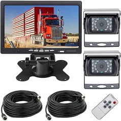 Atpakaļgaitas kamera ar monitoru, 12-24 V 4 kontaktu 2 x 18 LED ūdensnecaurlaidīga nakts redzamības atpakaļgaitas kamera ar 15 m aviācijas kabeli + 7 collu TFT LCD HD krāsu monitora displejs lielam