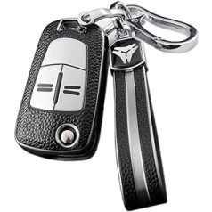 HIBEYO Flip Key automašīnas atslēgas futrālis atbilst Opel atslēgas korpusa aizsargvāciņam Vauxhall Corsa Astra Vectra Zafira Antara Mokka Tigra B tālvadības pults atslēgas apvalks TPU ādas tekstūra sudraba