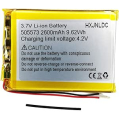 DC 3,7 V 2600 mAh 505573 Li-ion litija jonu polimēru akumulatora nomaiņa uz DIY 3,7–5 V elektroniskiem izstrādājumiem, GPS, LED gaisma, Bluetooth skaļrunis, planšetdators