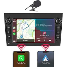 YZKONG auto radio priekš Opel Antara Corsa Vivaro Combo Zafira ar bezvadu CarPlay Android Car, dubulto DIN skārienekrānu, automašīnas uztvērēju AHD atpakaļskata kameru, RDS radio, Bluetooth, USB, melnu