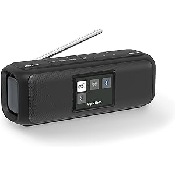 Karcher DAB Go pārnēsājamais Bluetooth skaļrunis un digitālais radio DAB+ / FM radio ar 2,4 collu krāsu displeju / modinātāju / 5 vatu stereo skaņu / USB-C / akumulators, melns