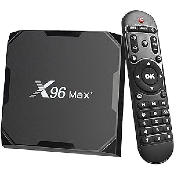 X96 Max Plus Smart TV Box 4GB 32GB Android TV Box 9.0 Amlogic S905X3 Quad Core Media Box, atbalsta 4K/3D/2.4 un 5G WiFi/BT 4.0/HDMI 3.0 Lan Smart Media Player ar tālvadības pulti