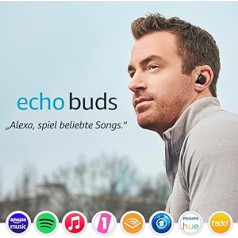 Echo Buds (2. paaudze) | Bezvadu austiņas ar Alexa, Bluetooth in-ear austiņas ar aktīvu trokšņu slāpēšanu, iebūvēts mikrofons, IPX4 ūdensizturīgs | Melns