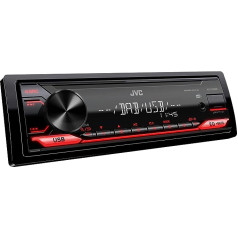 JVC KD-X182DB USB automašīnas radio ar DAB+ (USB, AUX-In, 1 x Pre-Out 2,5 V, skaņas procesors, 4 x 50 W, sarkans pogas indikators), melns