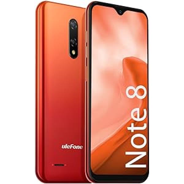 Ulefone Note 8 mobilais tālrunis bez līguma lēts — viedtālruņa 3 in-1 slots 2+16 GB atmiņa 5 MP galvenā kamera 5,5 collu ekrāns 2700 mAh akumulators, sejas ID/GPS/WiFi/divu SIM kartes mobilais tālrunis (oranžs)