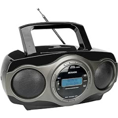 Retekess TR631 DAB radio ar CD atskaņotāju, Boombox Bluetooth, ar radio darbināmu bateriju, FM stereo, USB, AUX ieeja, LCD displejs ar fona apgaismojumu (melns)