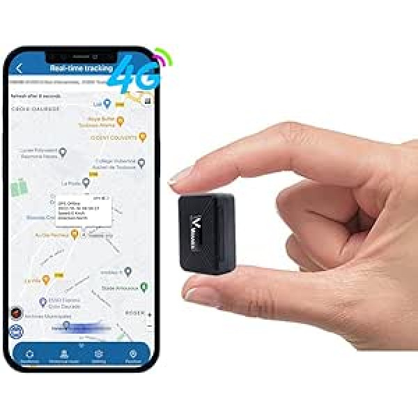 Winnes Mini GPS izsekotājs 4G, mini GPS izsekotājs ar spēcīgiem magnētiem reāllaika pozicionēšanas pretnozaudēšanas GPS vietrādis somiņas dokumentiem, bērnu transportlīdzekļiem ar bezmaksas lietotni TK913